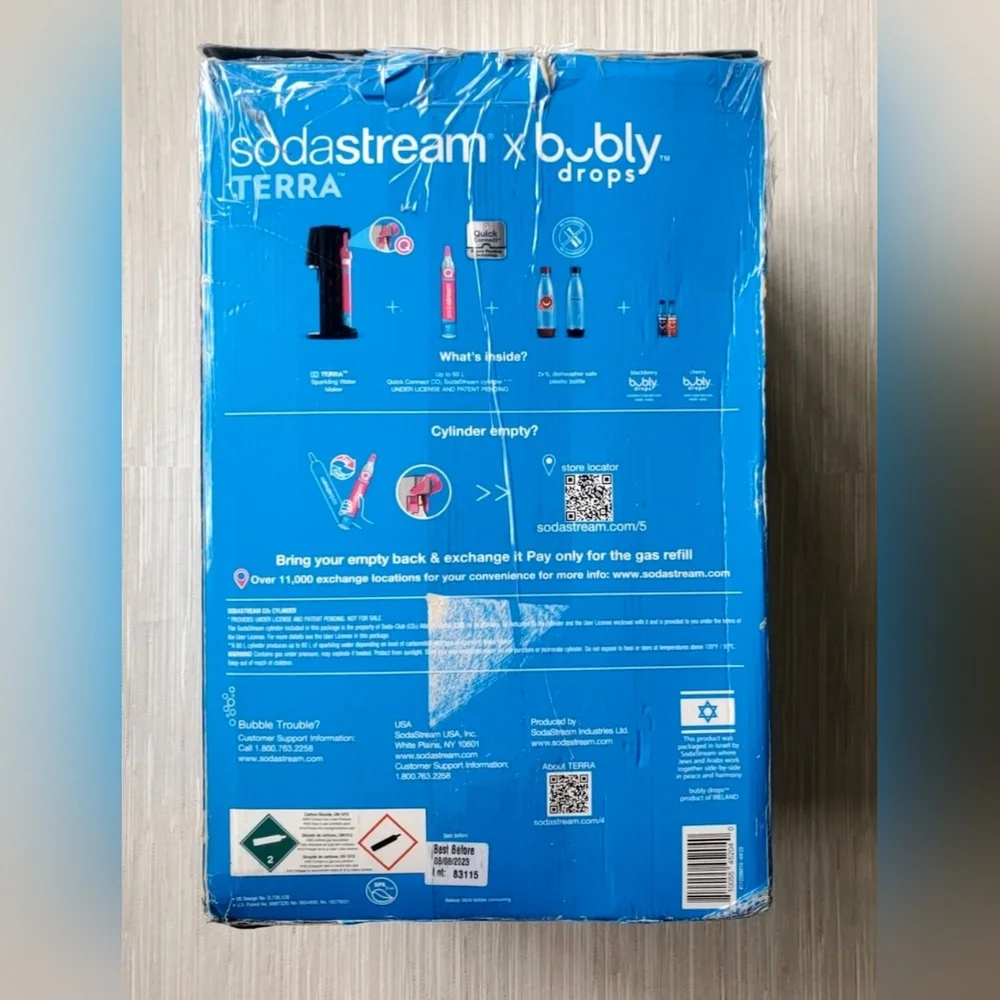SodaStream X Bubly Drops Terra Sparkling Water Carbonating Soda Kit Black